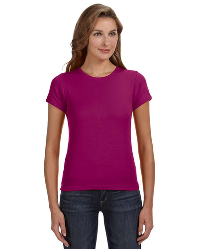 Women's 1x1 Baby Rib Scoop T-Shirt - Raspberry