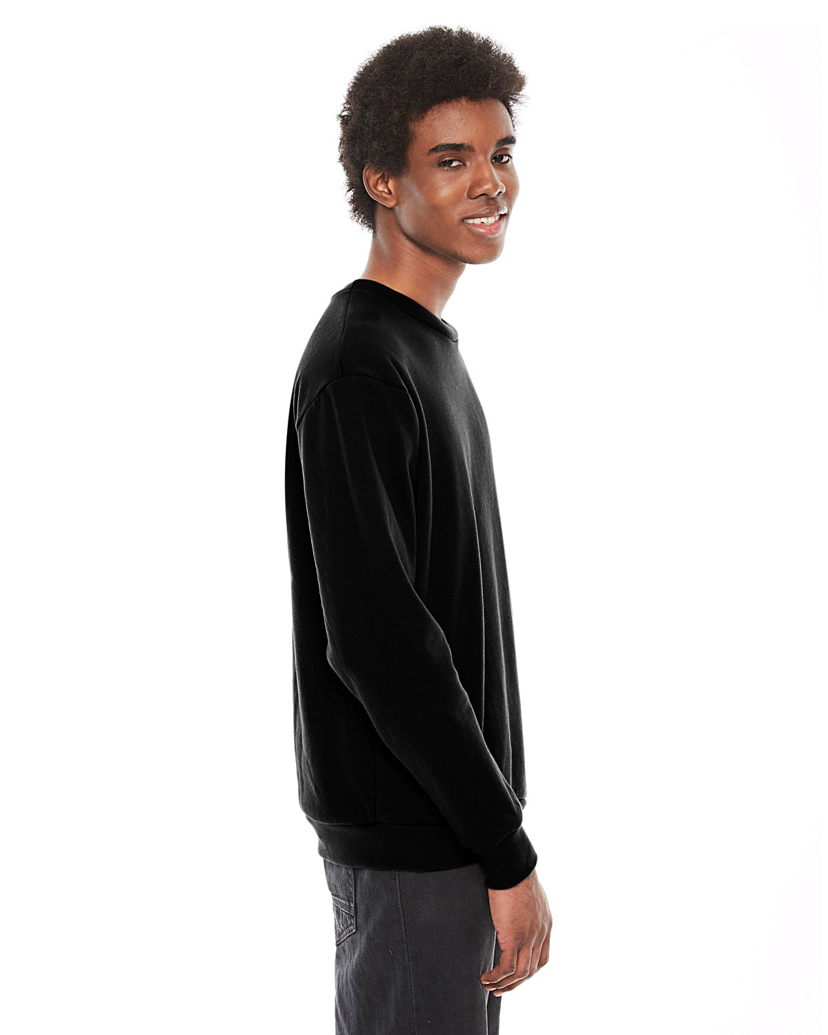 Unisex Flex Fleece Drop Shoulder Pullover Crewneck - Black