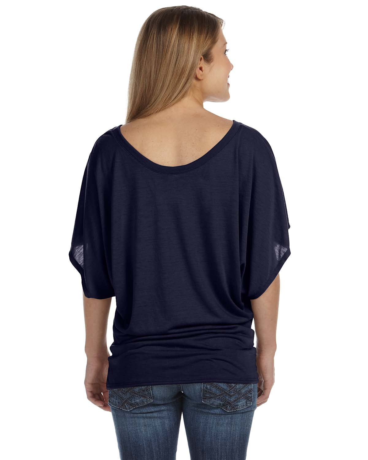 Women's Flowy Draped Sleeve Dolman T-Shirt - Midnight