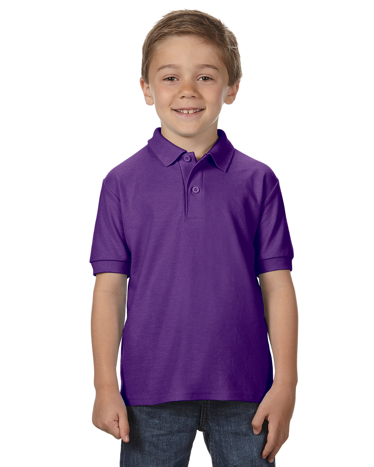 Youth Double Piqué Polo - Purple