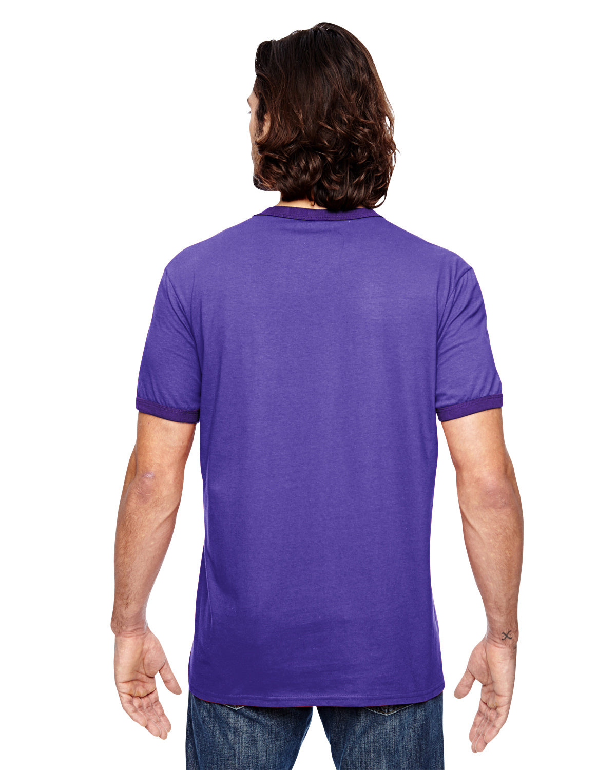 Unisex Lightweight Ringer T-Shirt - Heather Purple / Purple