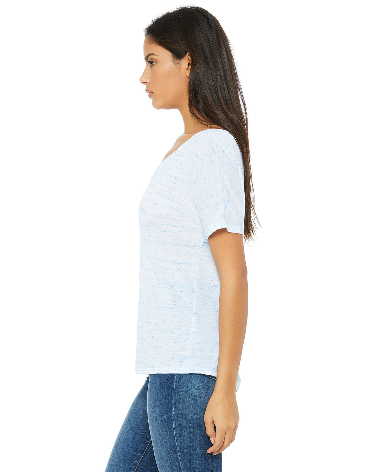 Women's Slouchy V-Neck T-Shirt - Blue Marble