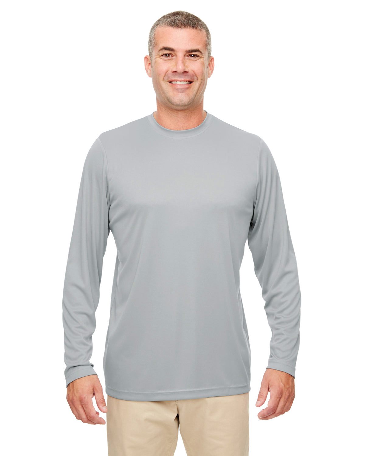 Men's Cool & Dry Performance Long-Sleeve Top - Gray