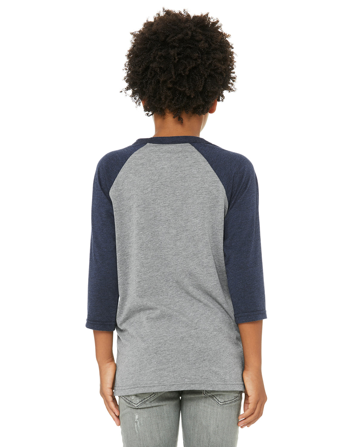 Youth 3/4-Sleeve Baseball T-Shirt - Gray / Navy Triblend