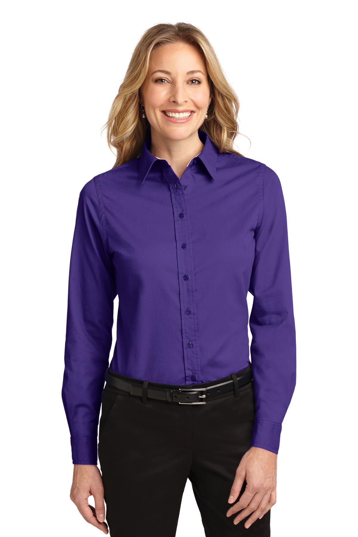 Women's Long Sleeve Easy Care Shirt - Purple