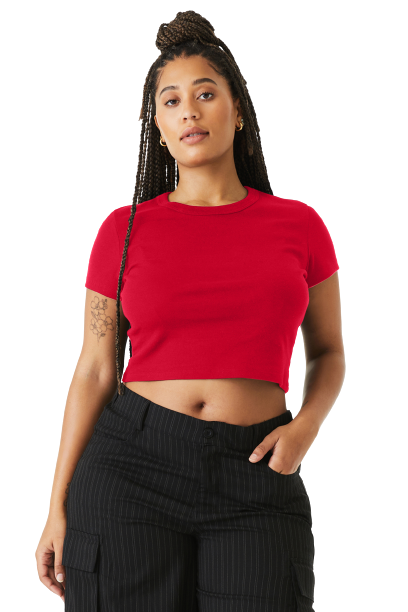 Women's Micro Ribbed Baby Tee - Solid Red Blend
