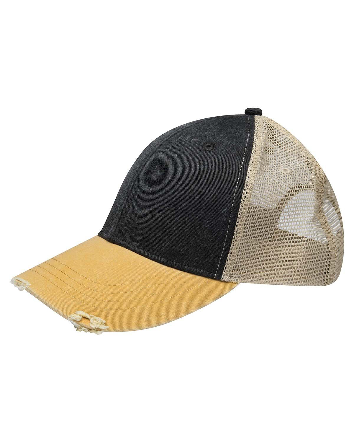 Distressed Ollie Cap - Black / Mustard