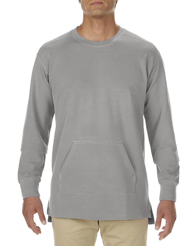 Unisex French Terry Crew With Pocket - Gray