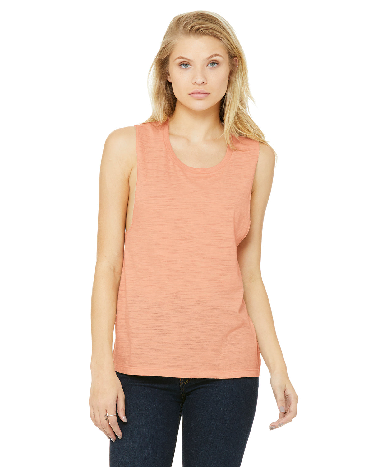 Women's Flowy Scoop Muscle Tank - Peach Slub