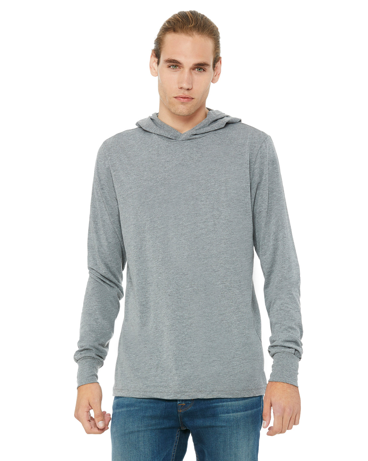 Unisex Jersey Long-Sleeve Hoodie - Gray Triblend