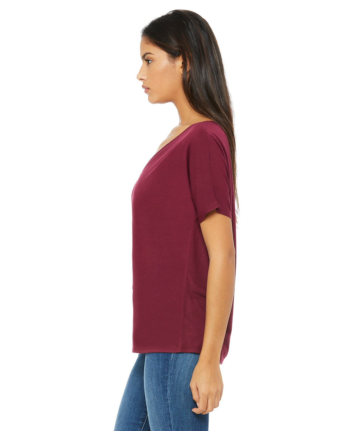 Women's Slouchy V-Neck T-Shirt - Maroon