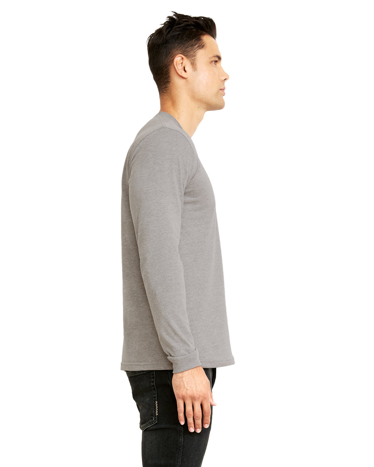 Unisex Sueded Long-Sleeve Crew - Dark Heather Gray