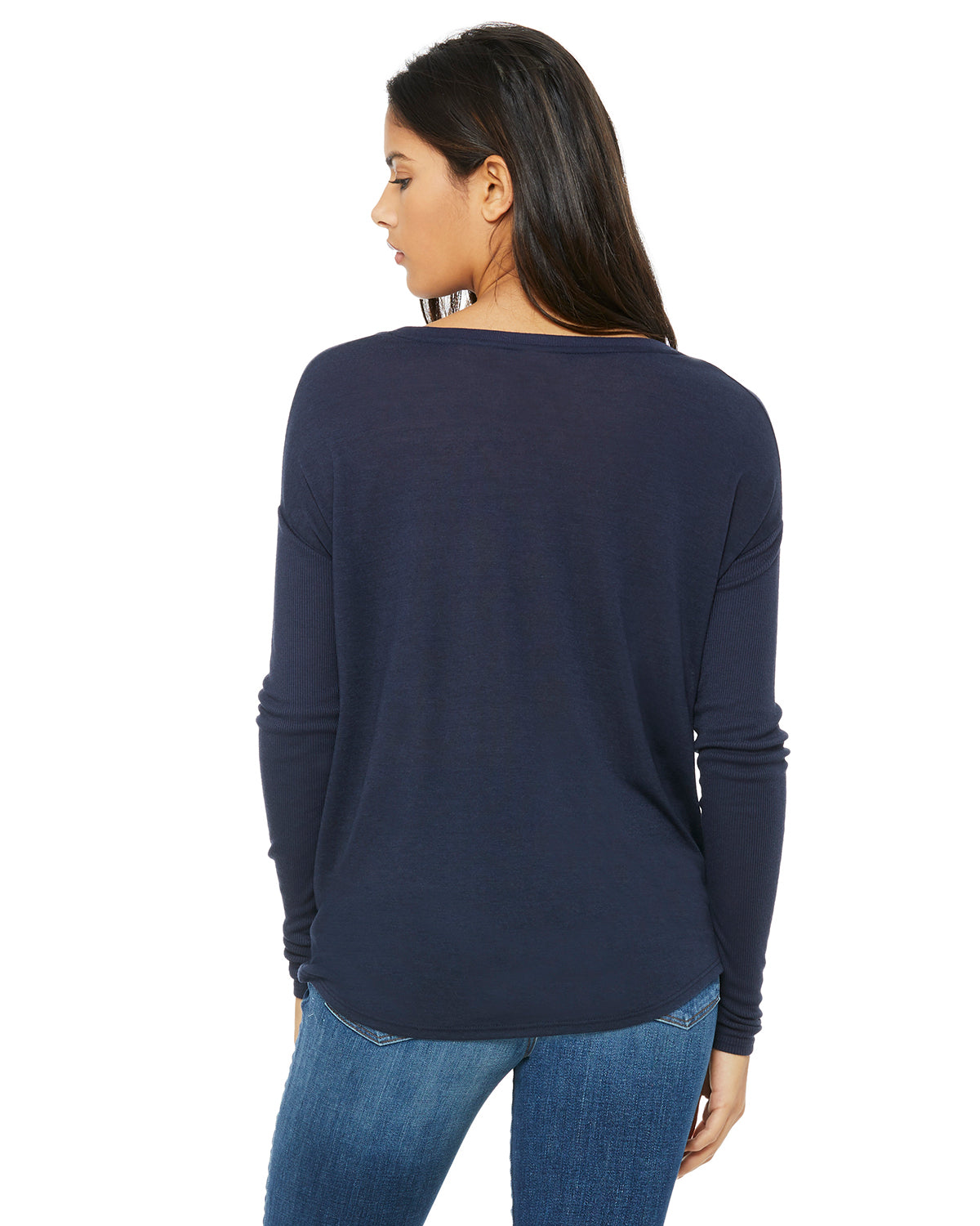 Women's Flowy Long-Sleeve T-Shirt with 2x1 Sleeves - Midnight