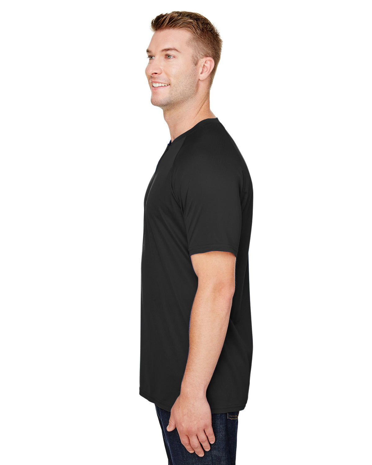 Unisex Attain 2-Button Baseball Jersey - Black