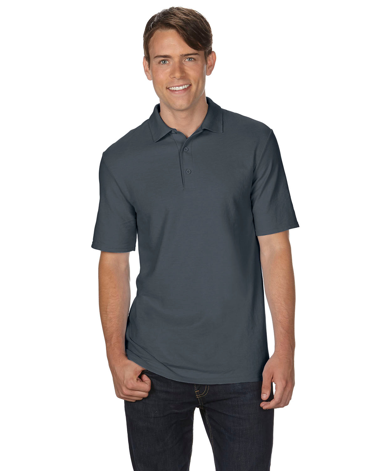 Unisex Double Piqué Polo - Charcoal