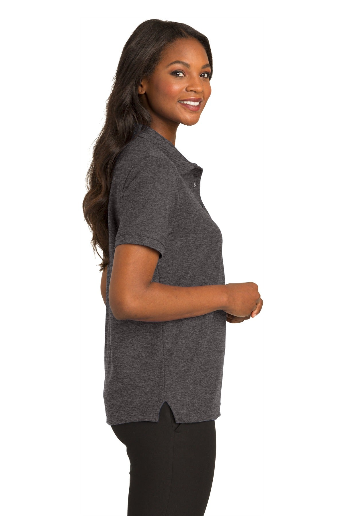Women's Silk Touch Polo - Charcoal Heather Gray