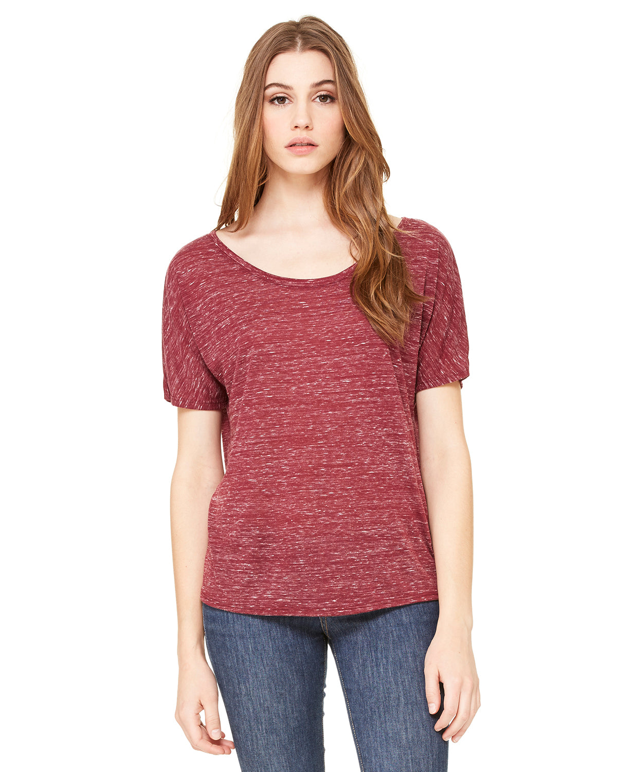 Women's Slouchy T-Shirt - Maroon Marble