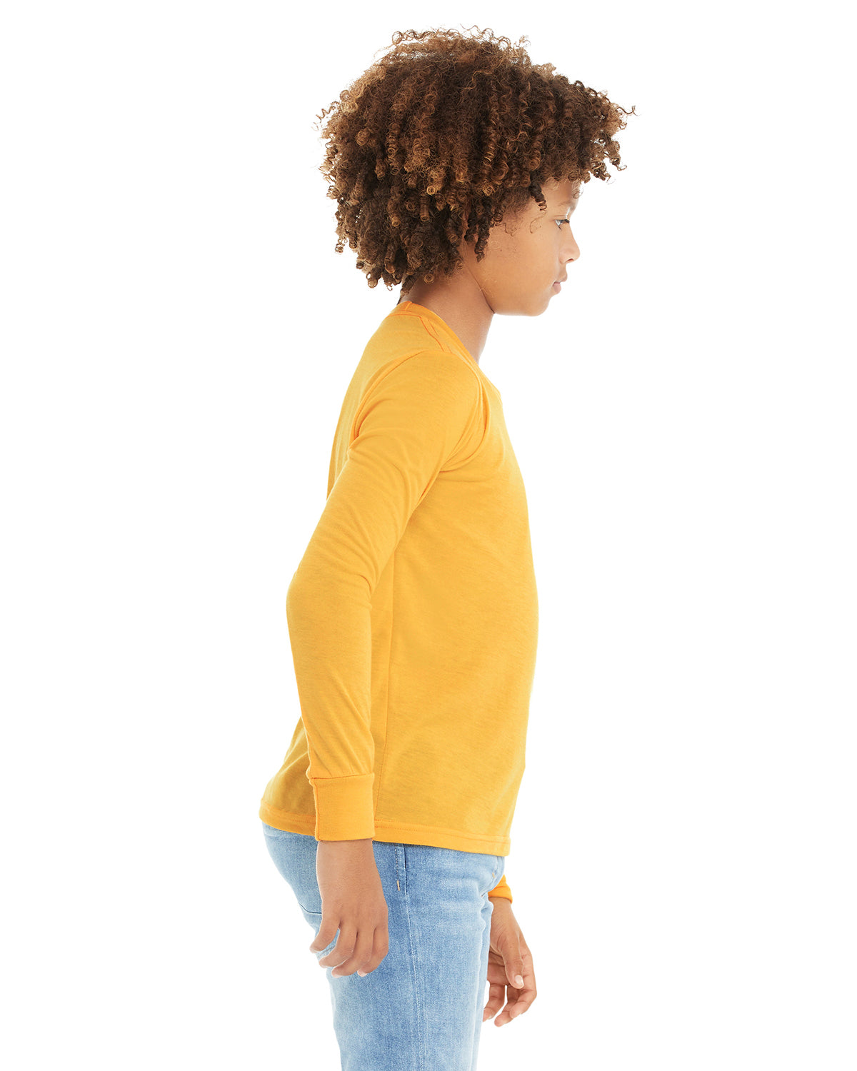 Youth Heather CVC Long Sleeve Tee - Heather Yellow Gold