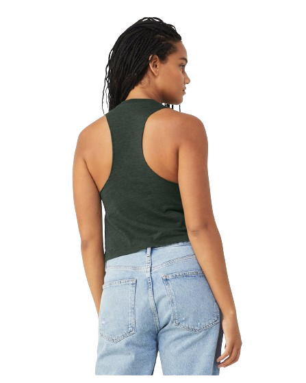 Women's Racerback Cropped Tank - Heather Forest