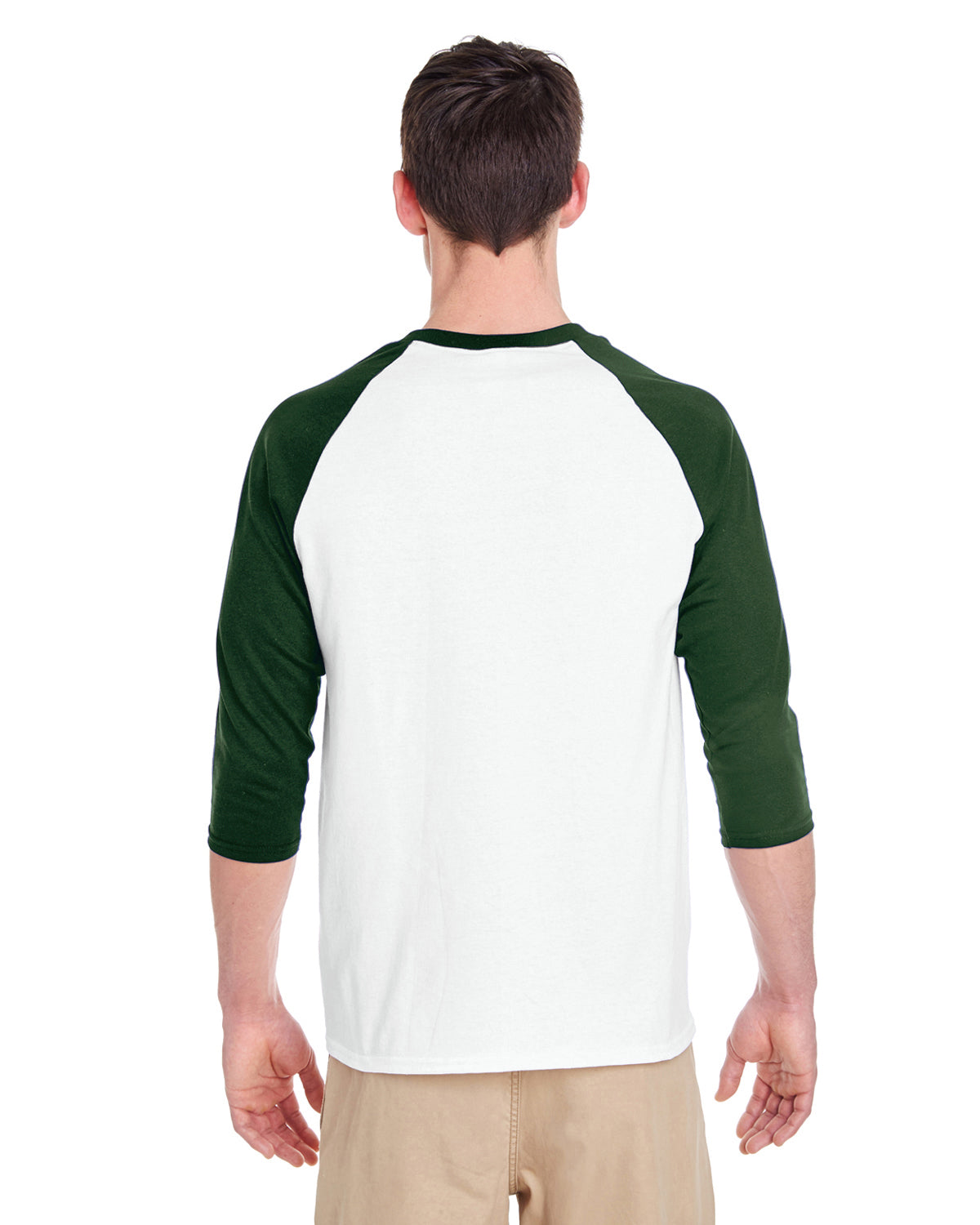 Unisex Heavy Cotton��� 3/4-Raglan Sleeve T-Shirt - White / Forest