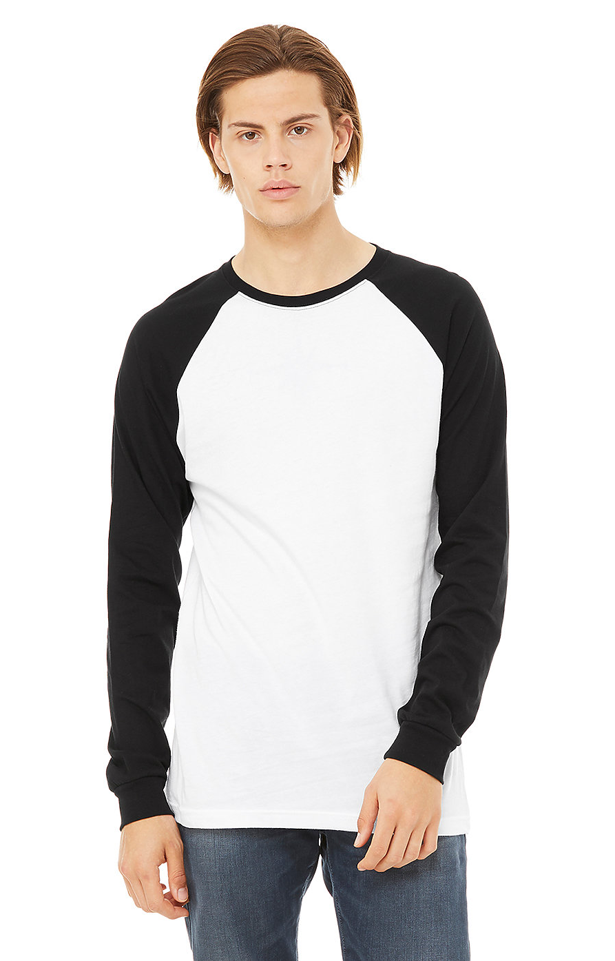 Men's Jersey Long-Sleeve Baseball T-Shirt - White / Black