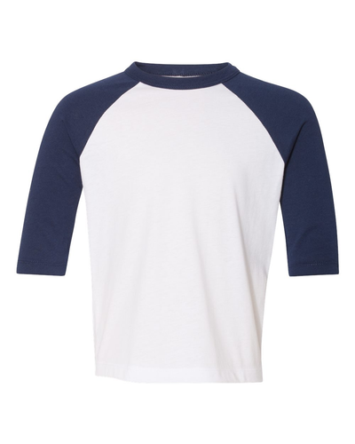 Toddler 3/4-Sleeve Baseball T-Shirt - White / Navy