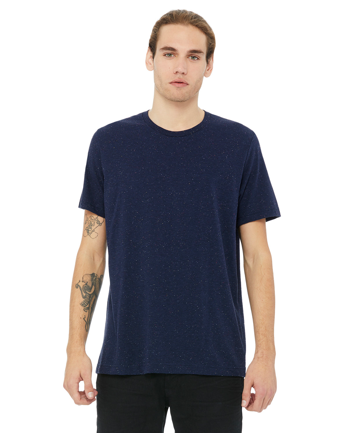 Unisex Poly-Cotton Short-Sleeve T-Shirt - Navy Speckled