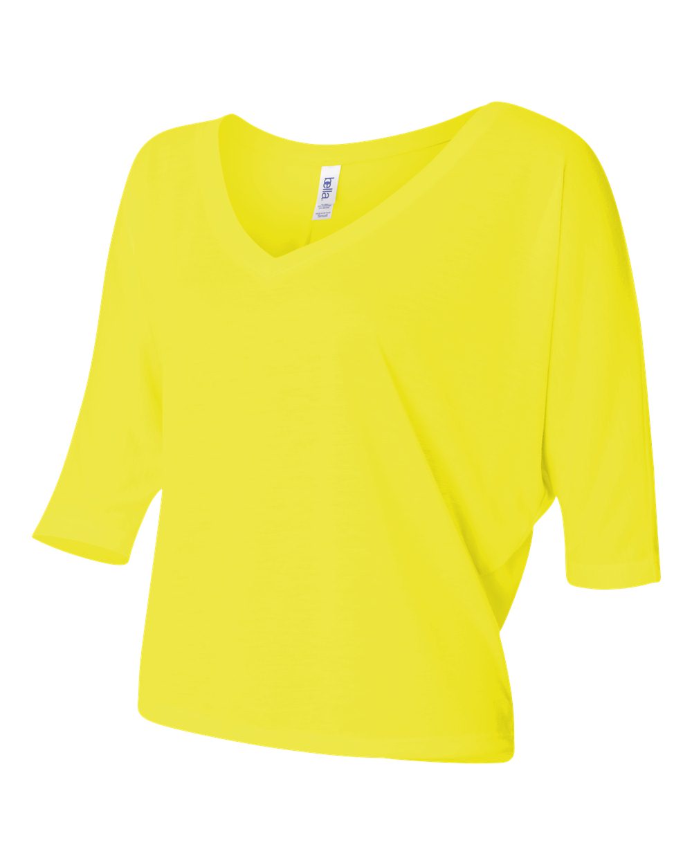 Women's Flowy Boxy Half-Sleeve V-Neck T-Shirt - Neon Yellow