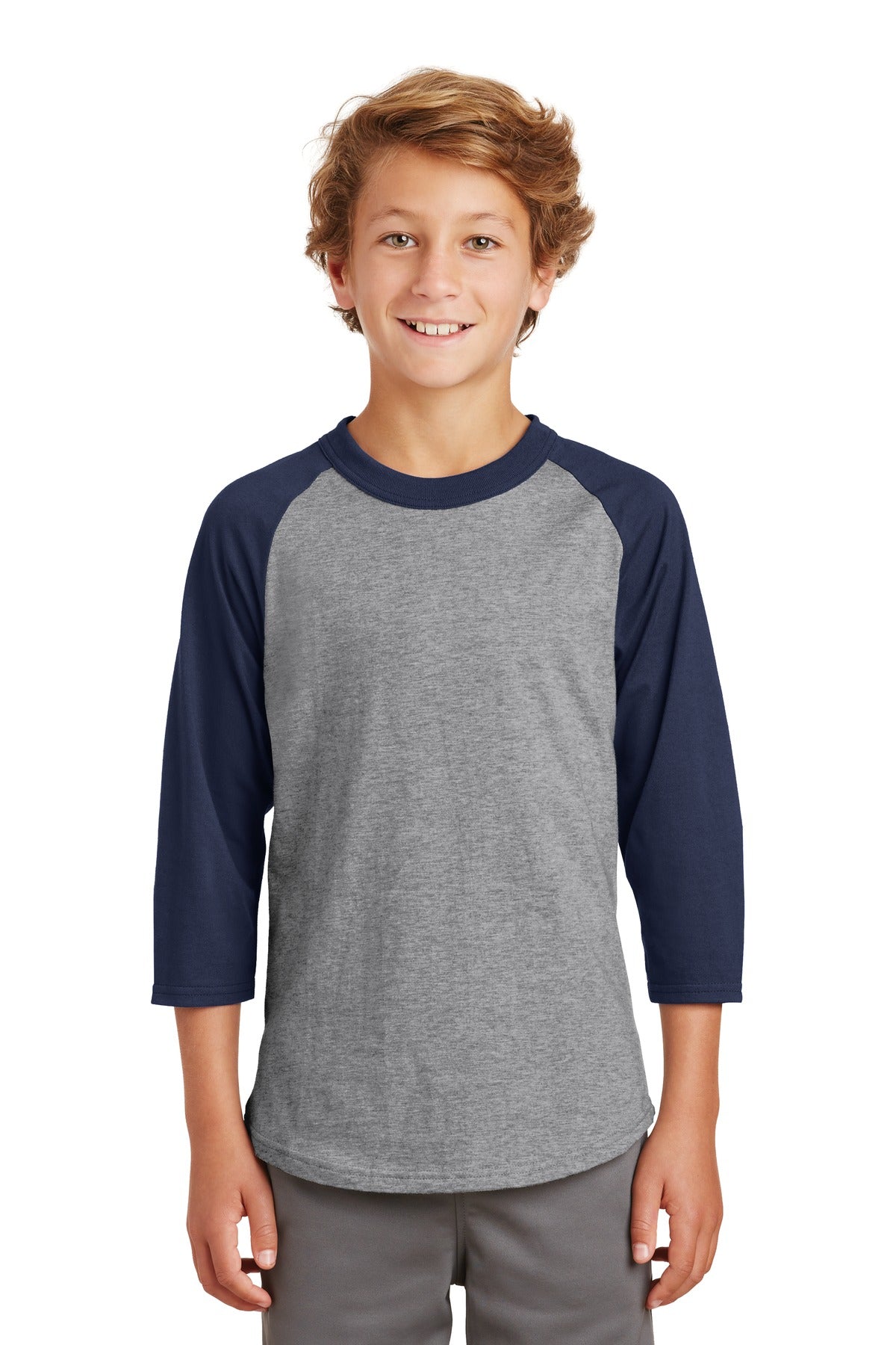 Youth Colorblock Raglan Jersey - Heather / Gray / Navy