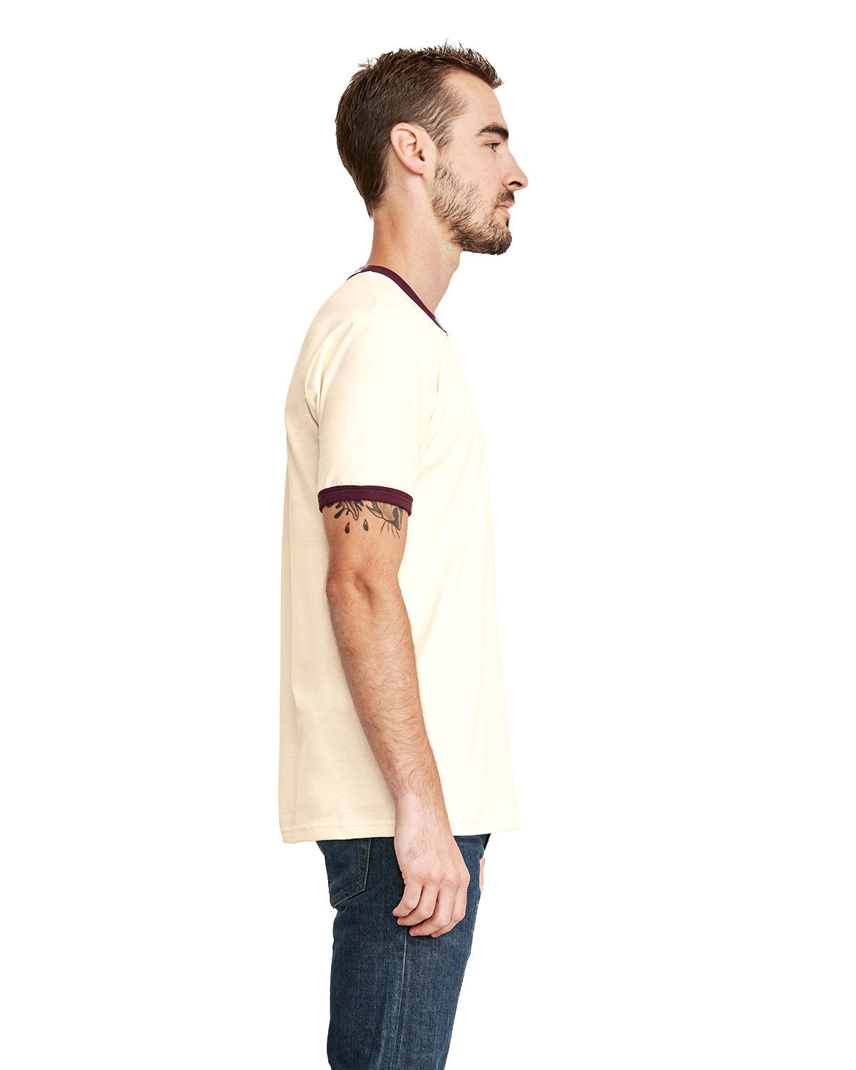 Unisex Ringer T-Shirt - Natural / Maroon