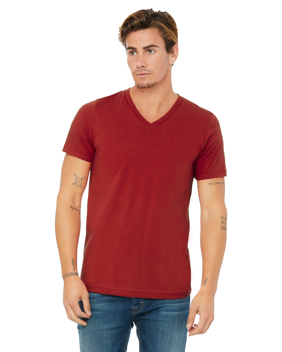 Unisex Jersey Short-Sleeve V-Neck T-Shirt - Canvas Red