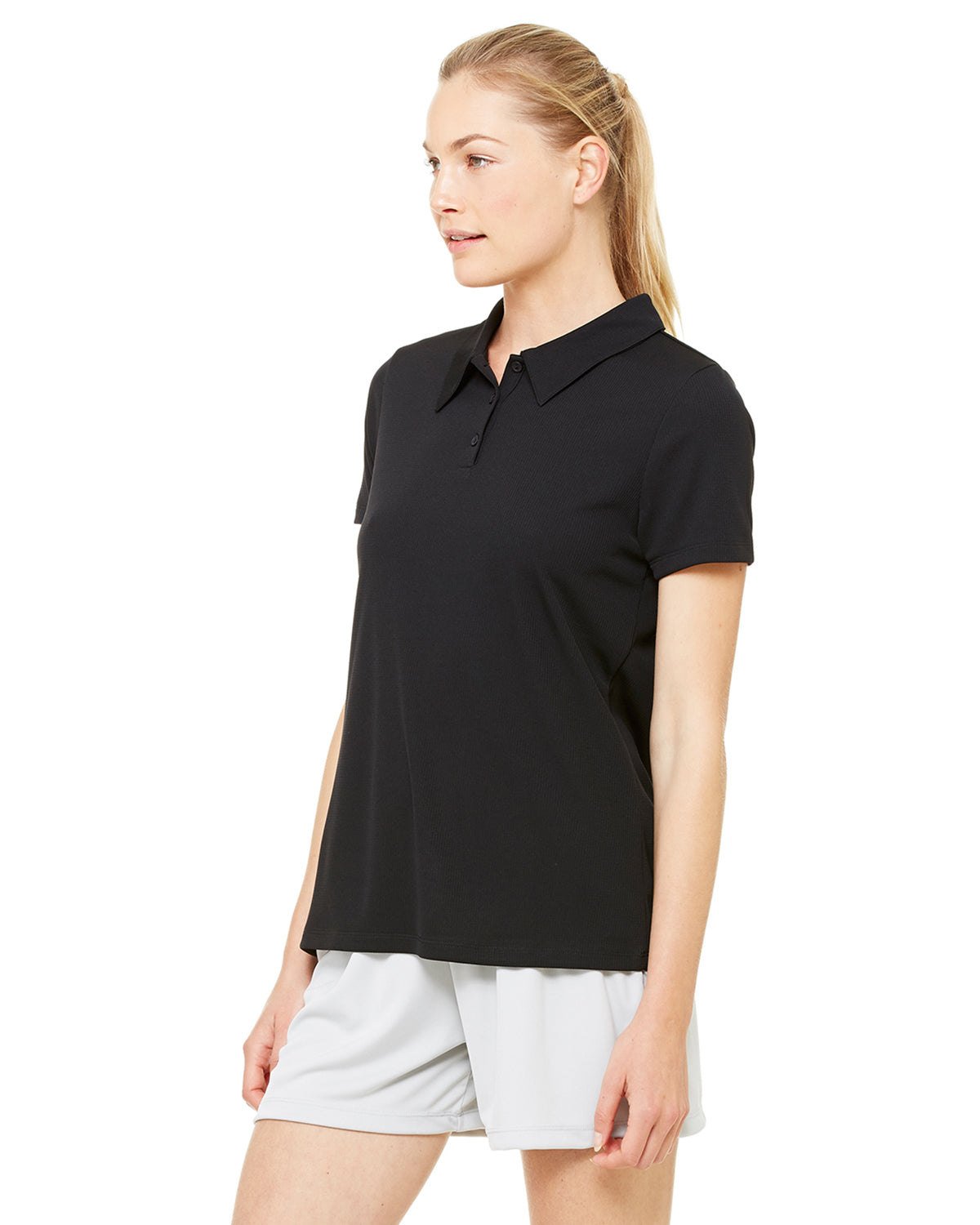 Women's Performance 3-Button Mesh Sport Shirt - Black