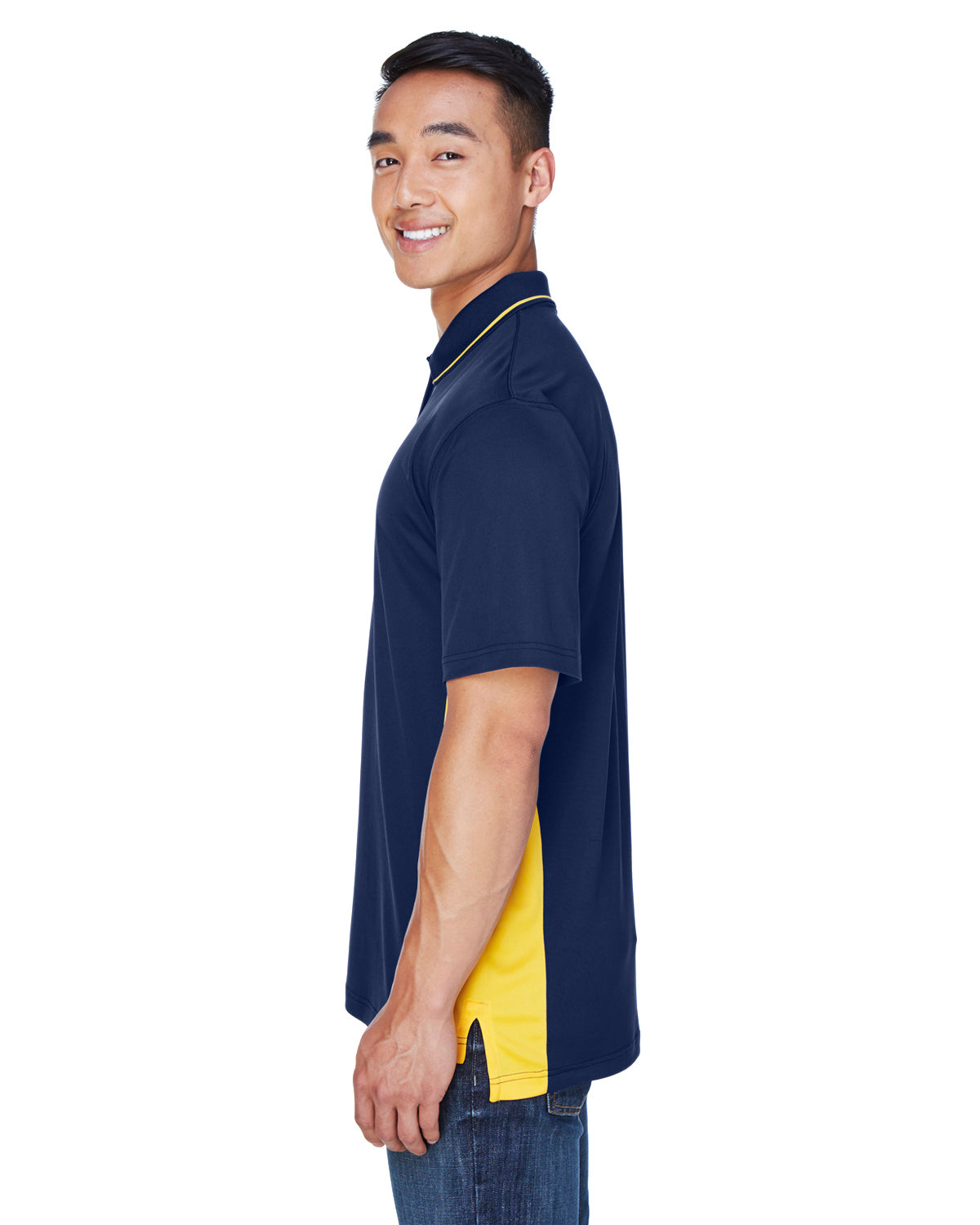 Men's Cool & Dry Sport Two-Tone Polo - Navy / Gold