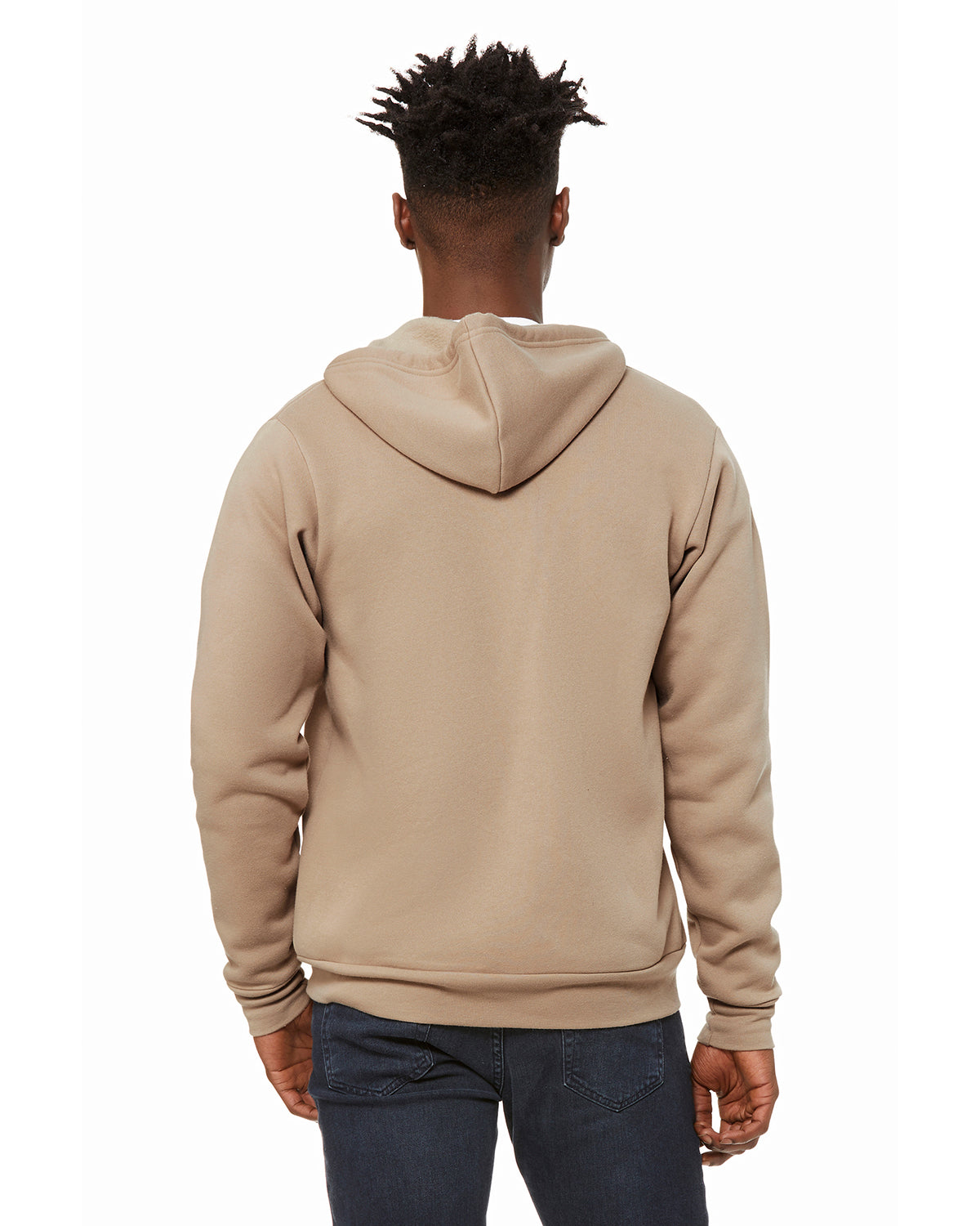Unisex Poly-Cotton Sponge Fleece Full-Zip Hoodie - Tan