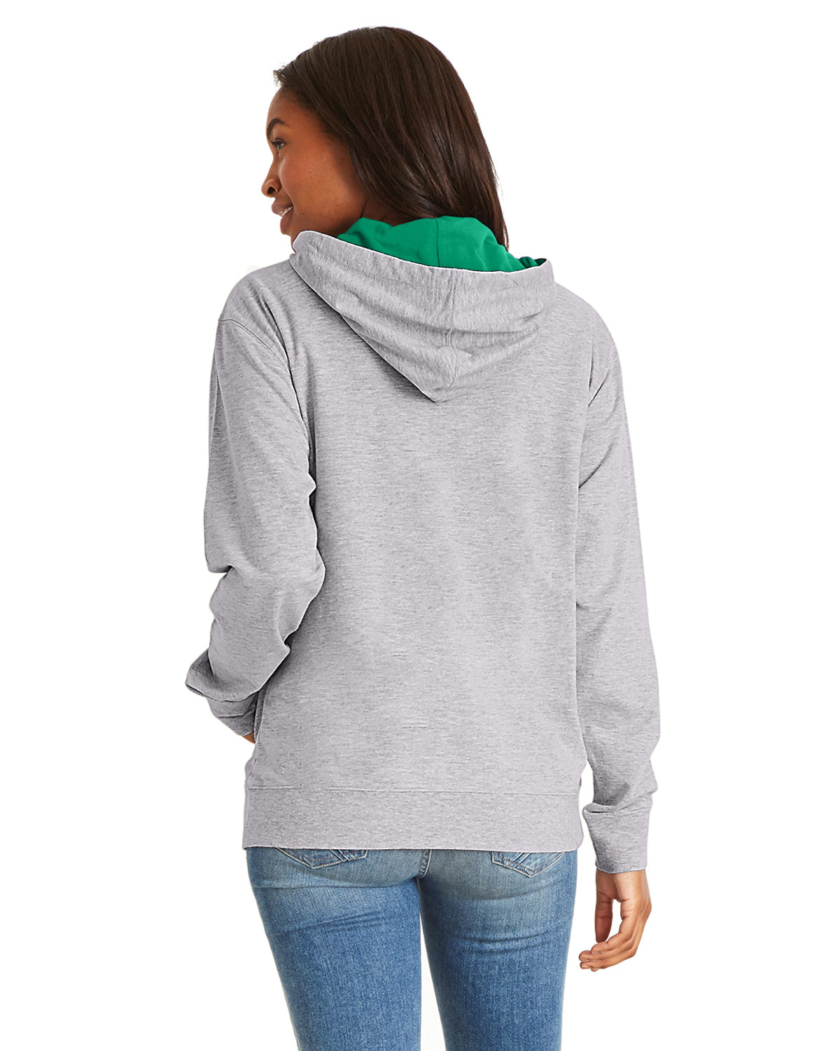 Unisex French Terry Pullover Hoodie - Heather Gray / Kelly Green