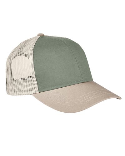 Tri-Color Trucker Cap - Cilantro / Stone / Khaki