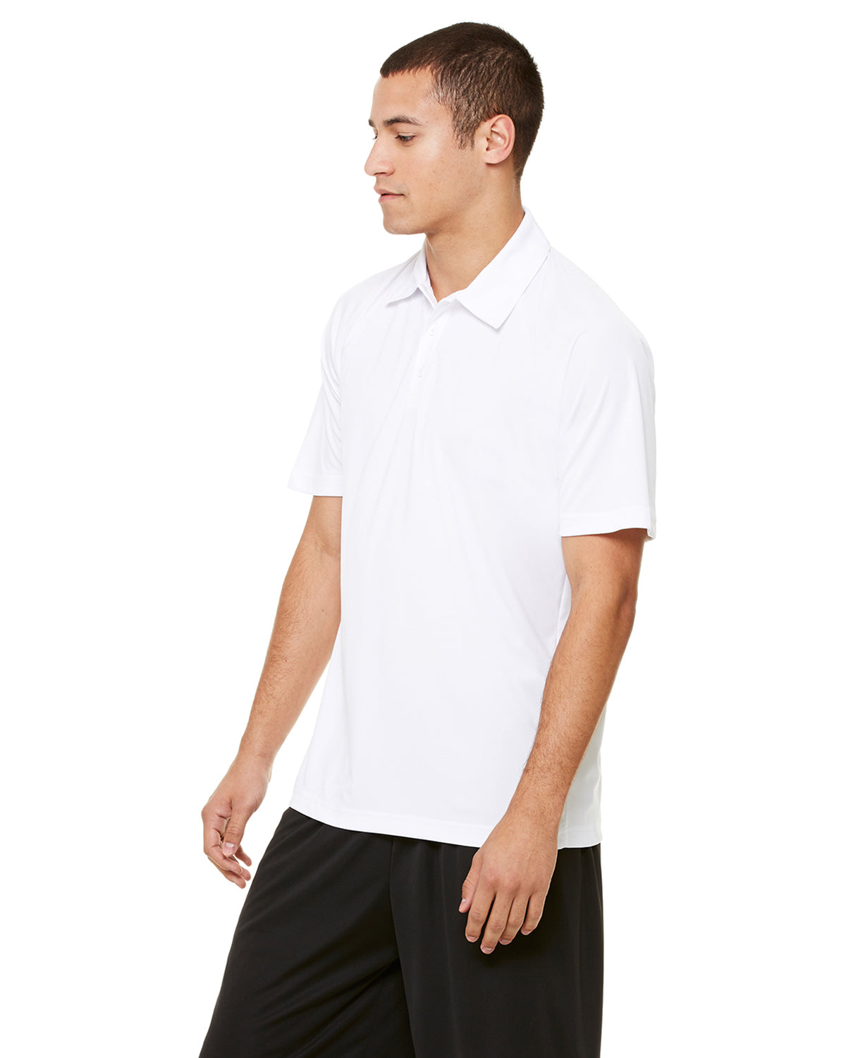 Unisex Performance Three-Button Raglan Polo - White