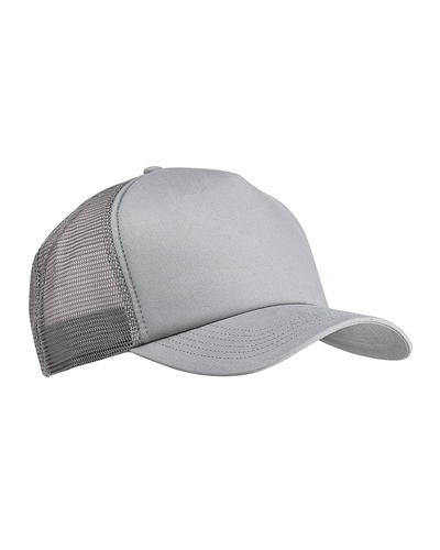 5-Panel Twill Trucker Cap - Light Gray