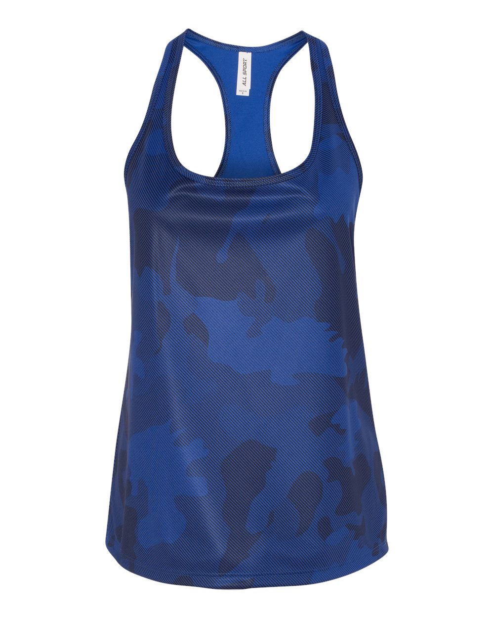 Women's Performance Racerback Tank - Sport Royal Laser Camo