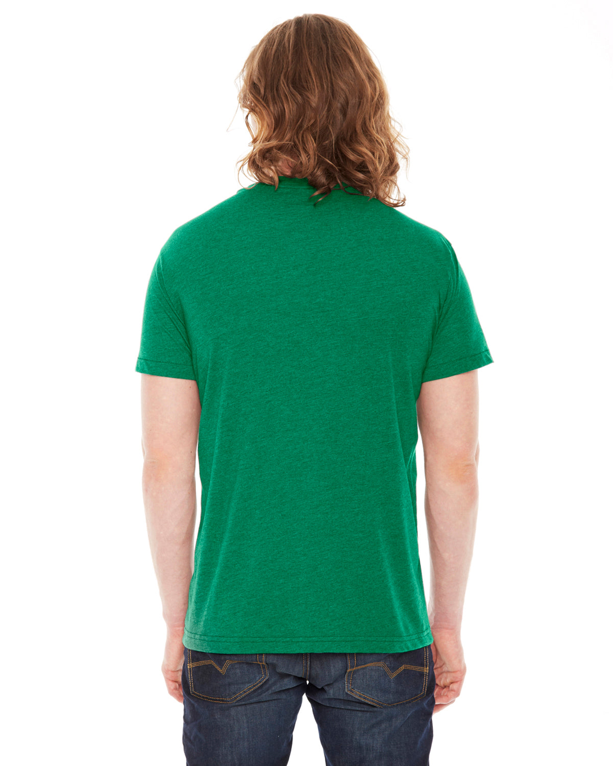 Unisex Poly-Cotton Short-Sleeve Crewneck - Heather Vintage Green