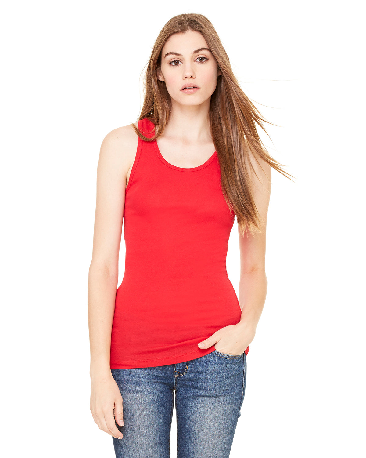 Women's Sheer Mini Rib Racerback Tank - Red