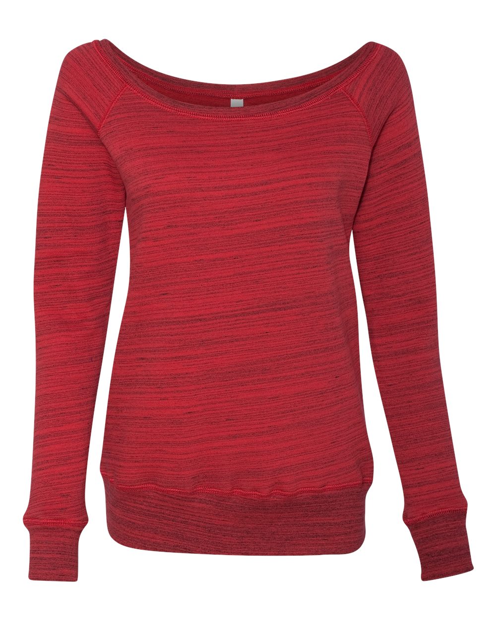 Women's Sponge Fleece Wide Neck Sweatshirt - Red Marble Fleece
