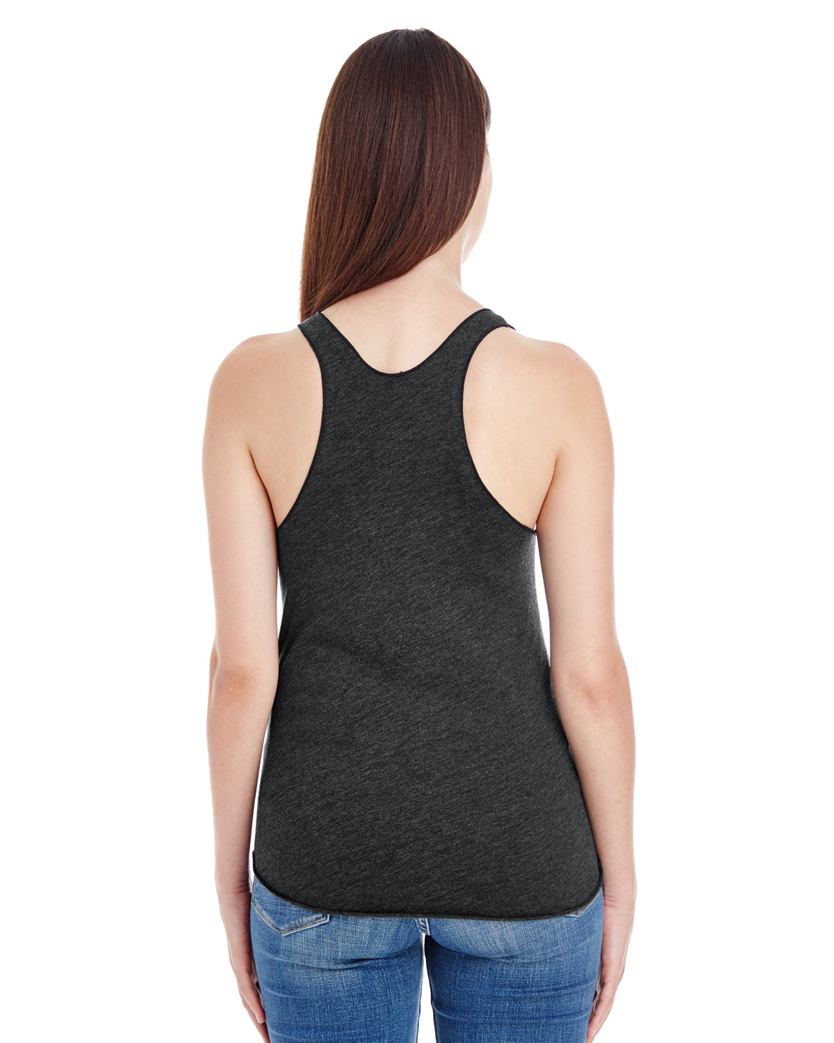 Women's Poly-Cotton Racerback Tank - Heather Black
