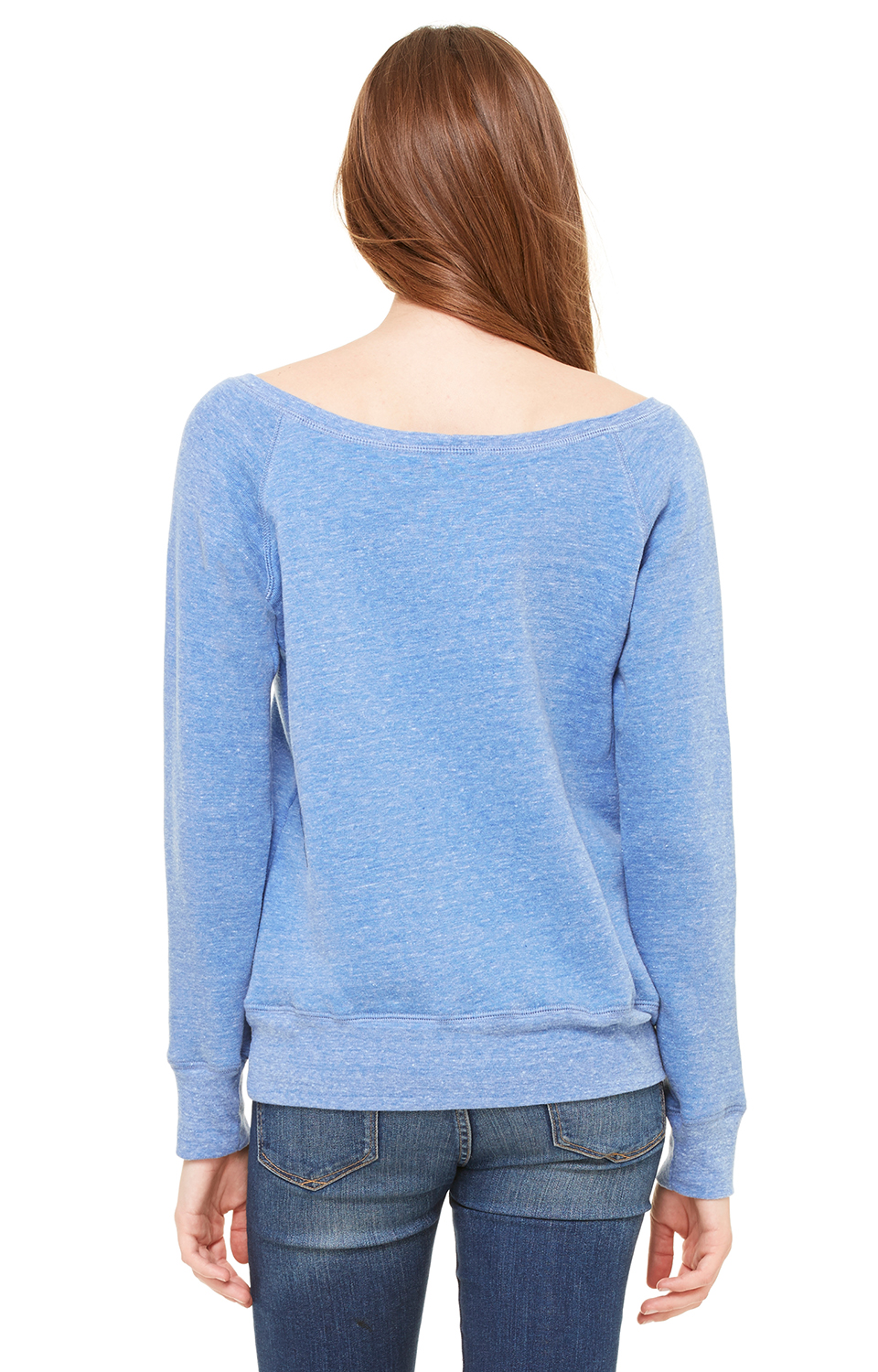 Women's Sponge Fleece Wide Neck Sweatshirt - Blue Triblend