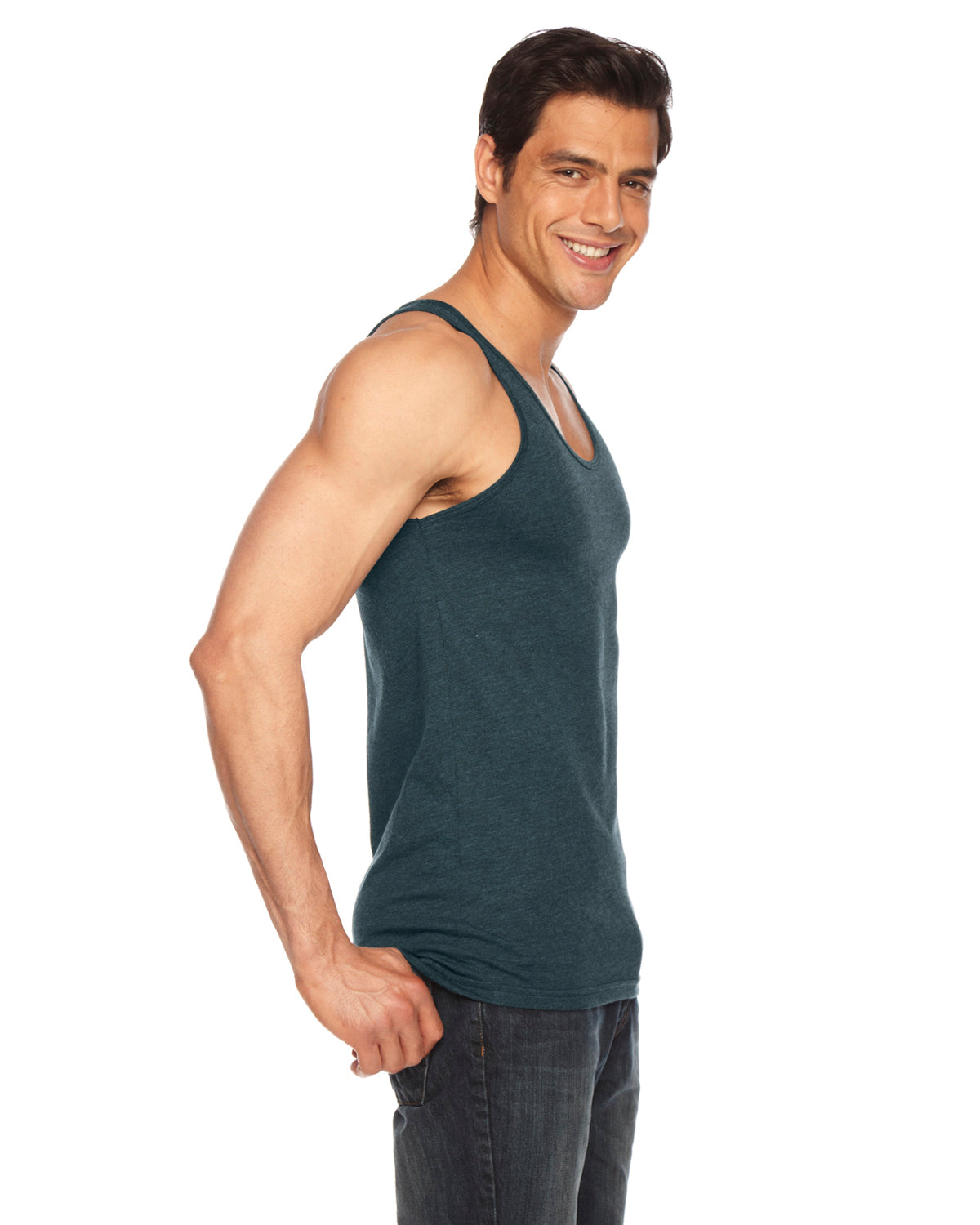 Unisex Poly-Cotton Tank - Black Aqua