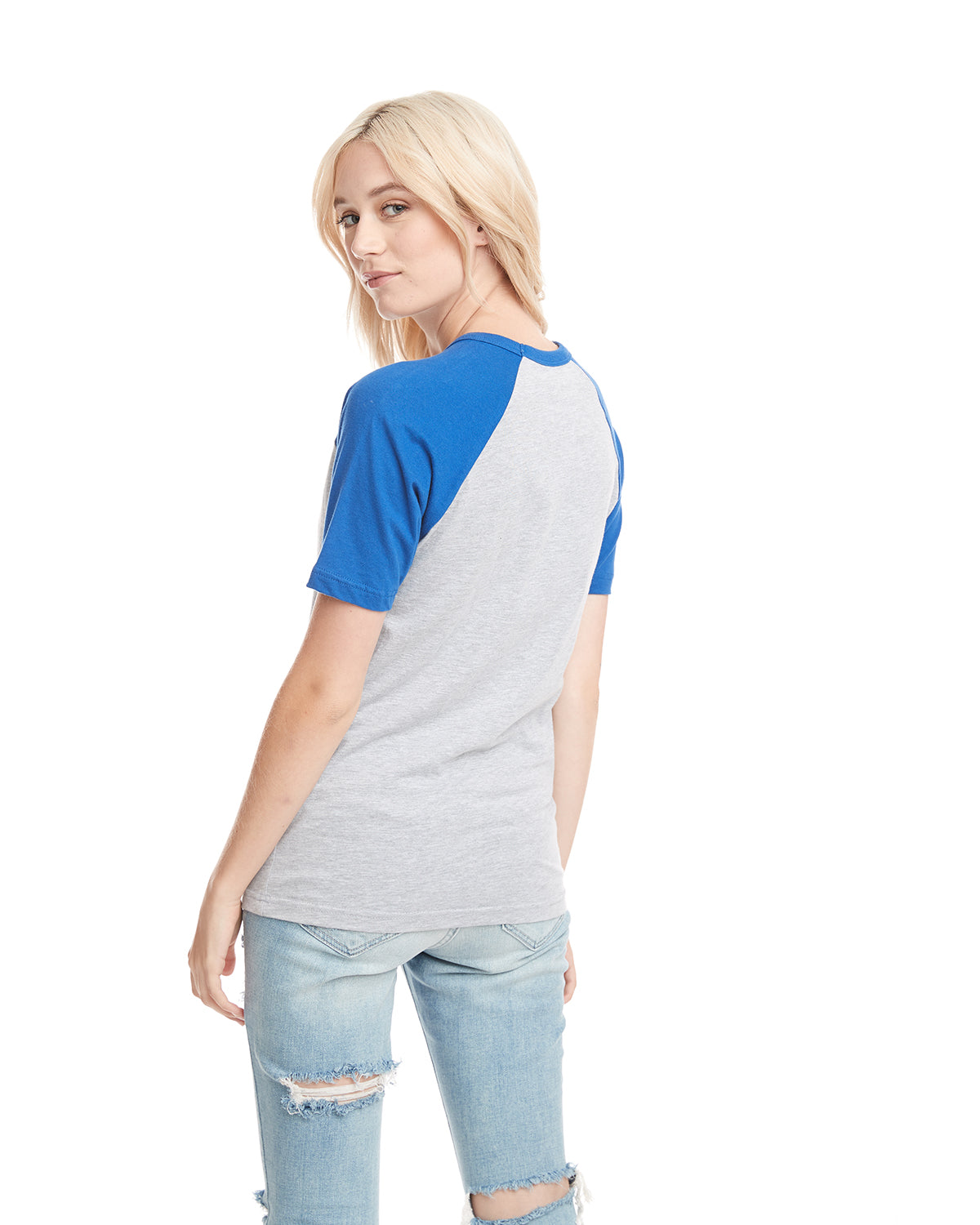 Unisex Raglan Short-Sleeve T-Shirt - Royal / Heather Gray