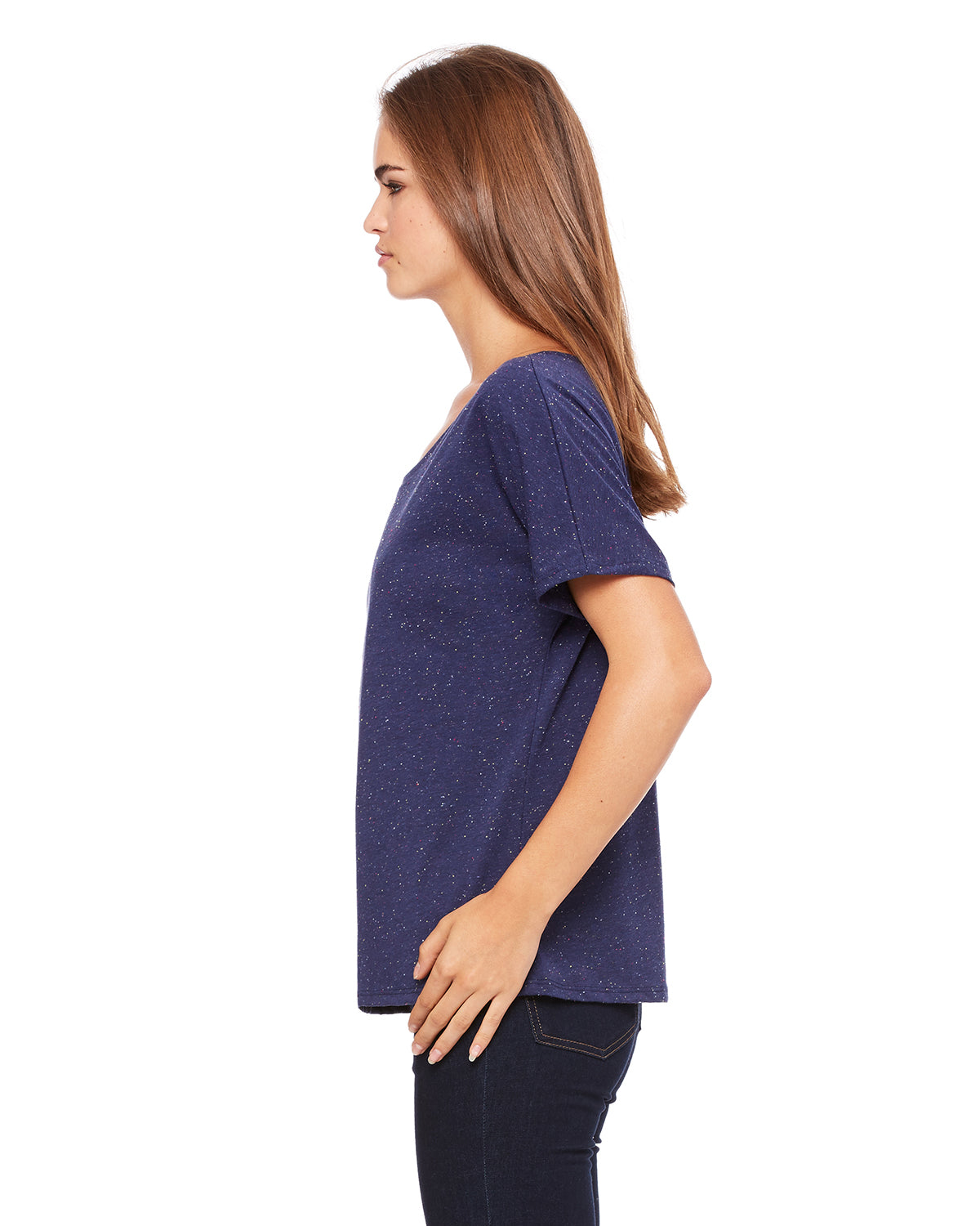 Women's Slouchy T-Shirt - Navy Speckled