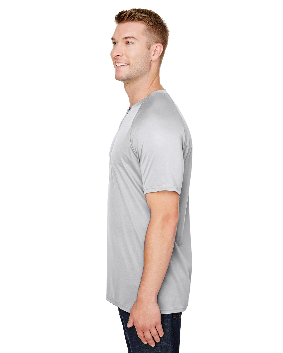 Unisex Attain 2-Button Baseball Jersey - Silver