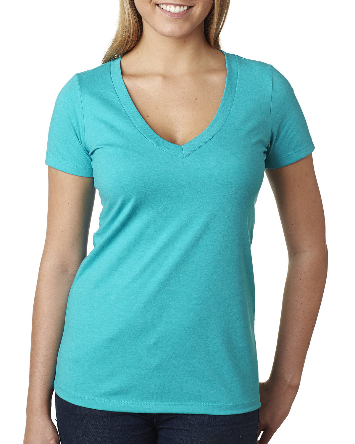 Women's CVC Deep V - Tahiti Blue