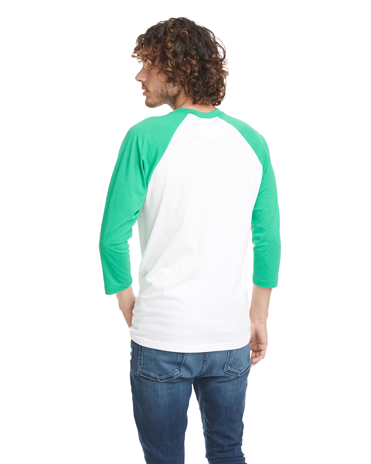Unisex CVC 3/4 Sleeve Raglan Baseball T-Shirt - Kelly Green / White